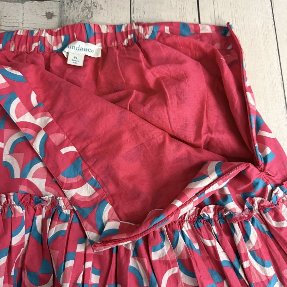 Sundance Pink and Blue Abstract Print Tiered Maxi Skirt - Picture 4 of 8